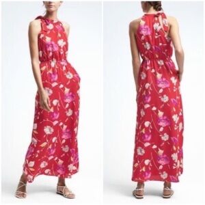 Beautiful Elegant Floral Halter Tie Maxi Dress.